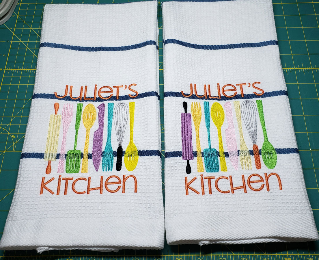 Embroidered Herbs Large Kitchen Towels - Dianne Sews & More