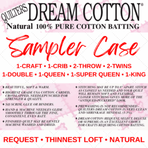 Quilters Dream Cotton Request Natural, Thinnest Loft Batting Sample Case