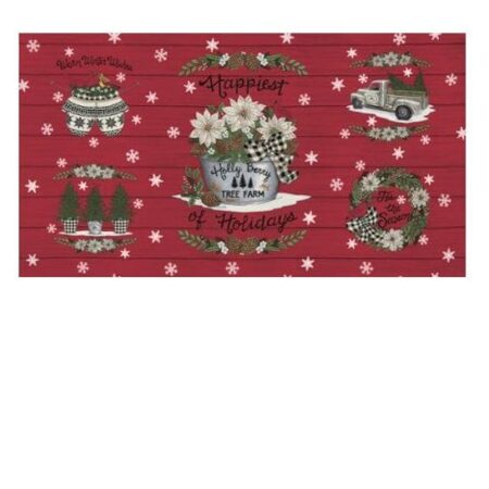 MODA HOLLY BERRY TREE FARM RED CHRISTMAS PANEL