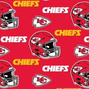 Kansas City Chiefs Helmets Fleece Precut 60-wide 2-yd cut