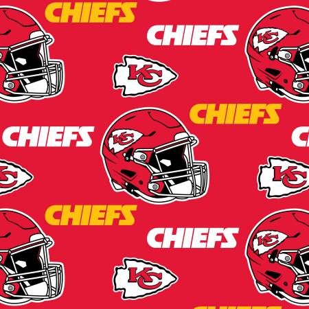 Kansas City Chiefs Helmets Fleece Precut 60-wide 2-yd cut