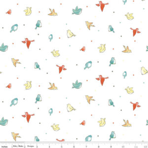 Riley Blake Happy at Home Birds #C13703-White