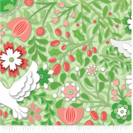 Benartex Peace on Earth Holiday Feature Green Doves #13662-40