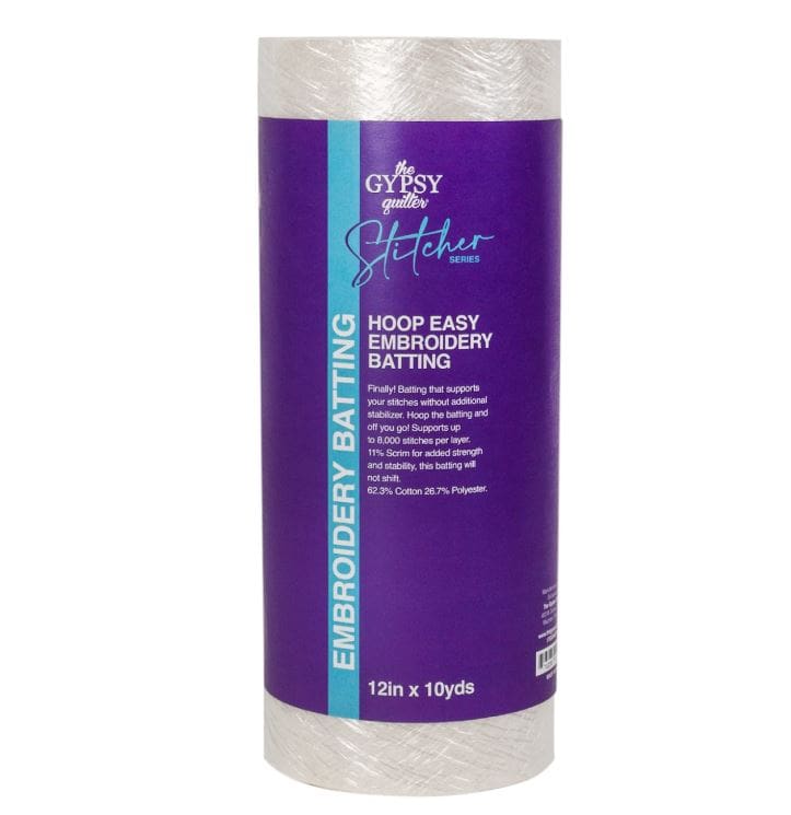 The Gypsy Quilter Embroidery Batting 12in x 10yds