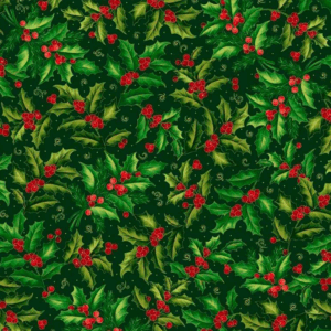QT Fabrics Poinsettia Symphony Holly and Berries Forest