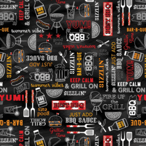 Benartex Grillin' & Chillin' Black Grillin' Time Words