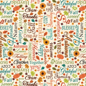 Benartex Gather Together Words of Autumn Cream #14457 07