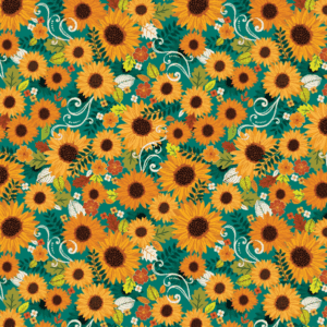 Benartex Gather Together Harvest Sunshine Teal #14459-84