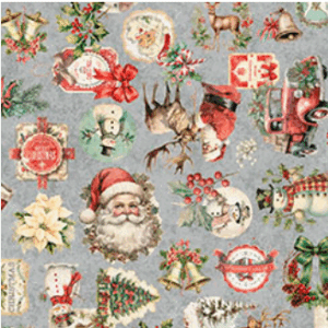 QT Fabrics Holly Jolly Collage Gray