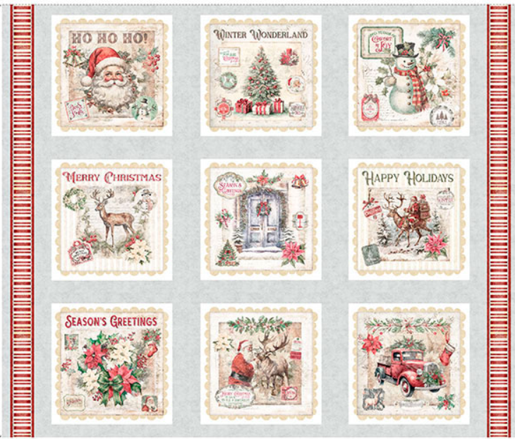 QT Fabrics Holly Jolly Gray 36" PANEL #2600-31159-K