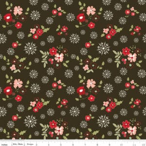Riley Blake Glisten Winter Flowers #C16222-Mocha