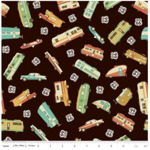 Riley Blake Route 66 Main Black Vehicle Toss