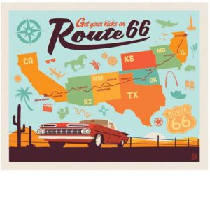 Riley Blake Route 66 Map PANEL #PD15017