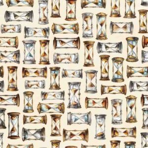 QT Fabrics Like Clockwork Hourglasses Cream #2600-30726-E