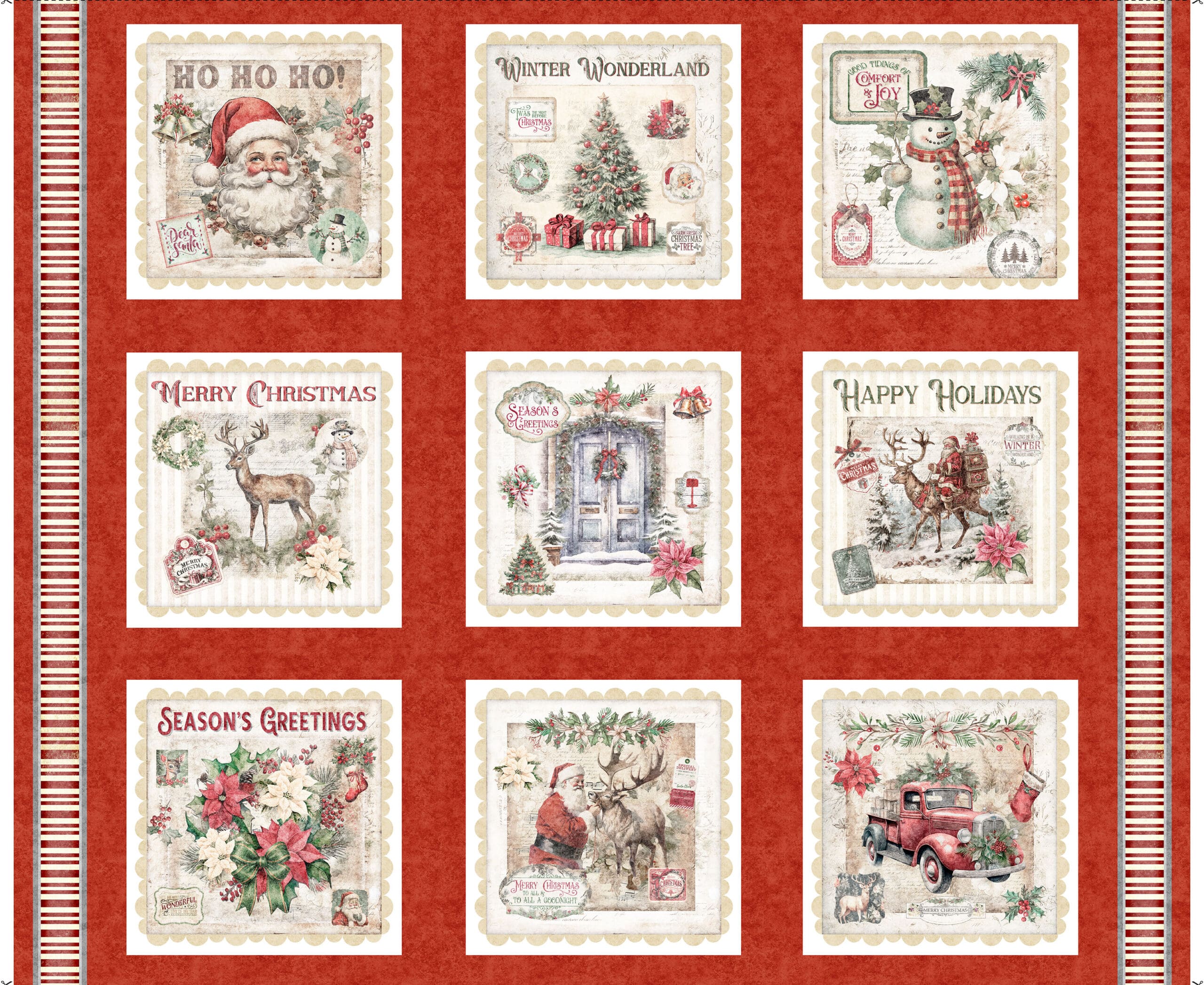 QT Fabrics Holly Jolly Red 36" PANEL #2600-30333-X