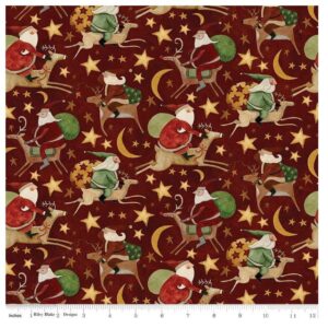 Riley Blake Up on the Housetop Cranberry Rides C14732-CRANBERRY