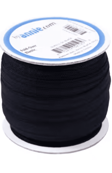 ByAnnie Black Fold Over Elastic by the Yard #SUP211-50-BLK