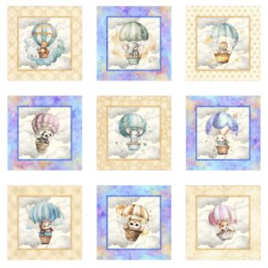 QT Fabrics Oh the Places Animals in Hot Air Balloon PANEL #2600-30665-Z