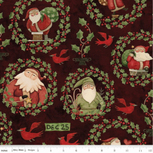 Riley Blake Up on the Housetop Holly C14731-DKCRANBERRY