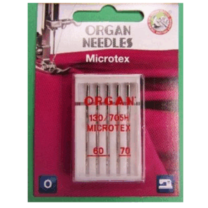 Organ Machine Needles Microtex 130/705H-60/8 & 70/10