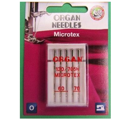 Organ Machine Needles Microtex 130/705H-60/8 & 70/10