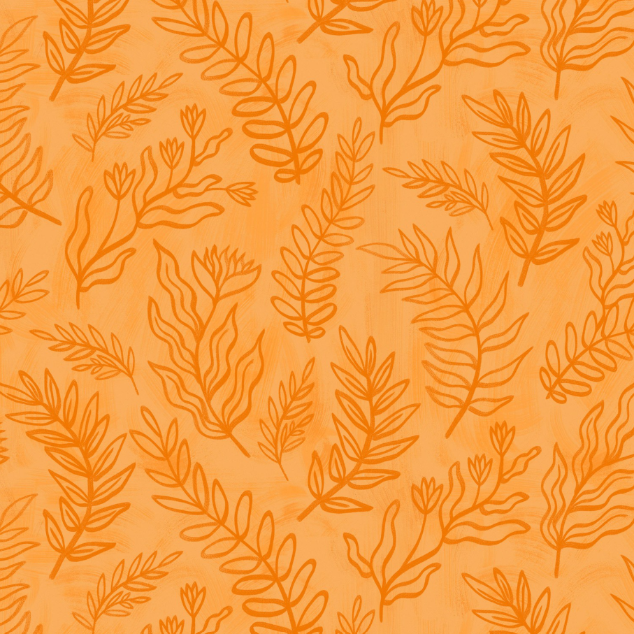 P & B Textiles Cyprus Linear Sprigs Orange #05493-O