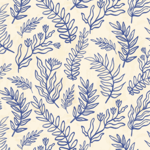 P & B Textiles Cyprus Linear Sprigs white/blue #05493-ED
