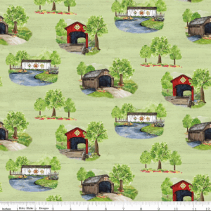 Riley Blake Covered Bridges in Spring Main Green