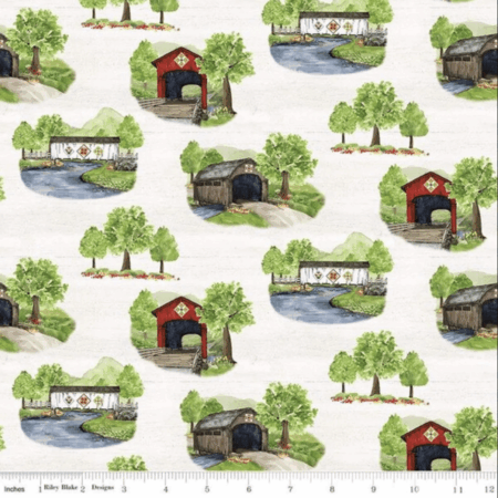 Riley Blake Covered Bridges in Spring Main #CD15820-WHITE