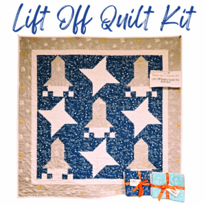 Lift Off Rocket Quilt Top Kit in Royal Blue
