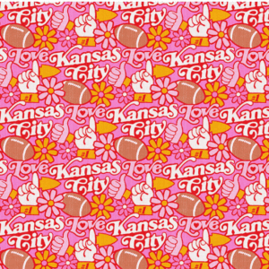 What a Catch KC Flowers & Football Pink & Gold #120-6507