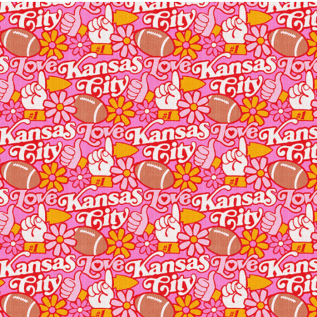 What a Catch KC Flowers & Football Pink & Gold #120-6507