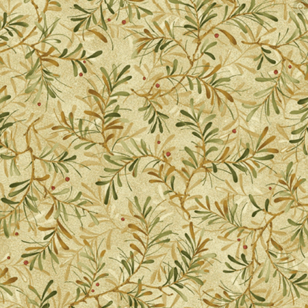 Benartex Star of Wonder Star of Light Pine Boughs Ecru/Moss 108" 17059W-74