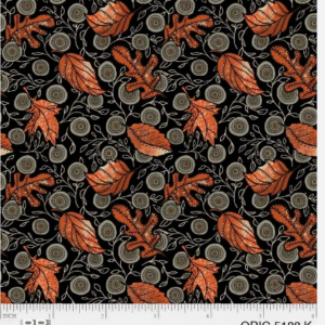 P & B Textiles Origins Leaf Toss Black