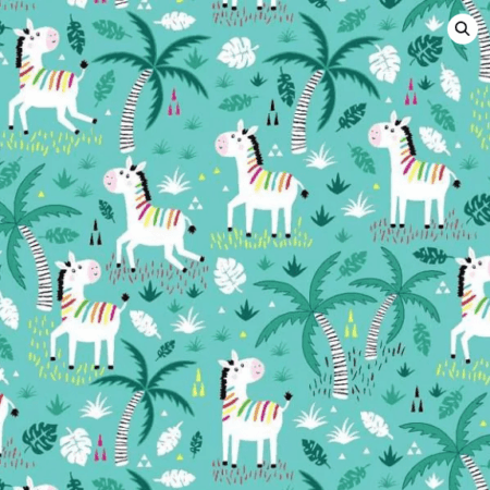 Oasis Fabrics Fun Flannels Colorful Zebras Teal
