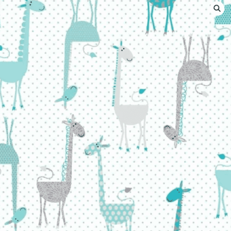 Oasis Fabrics Fun Flannels Aqua Giraffes