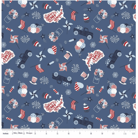 Riley Blake Stars & Stripes Forever Main #C15710-Blue