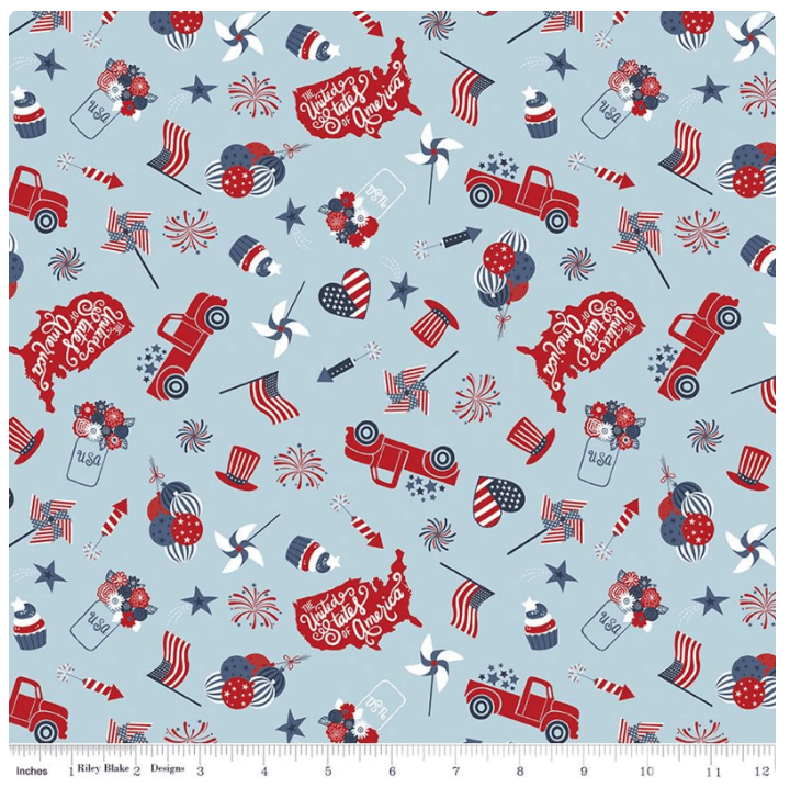 Riley Blake Stars & Stripes Forever Main Sky #C15710-SKY