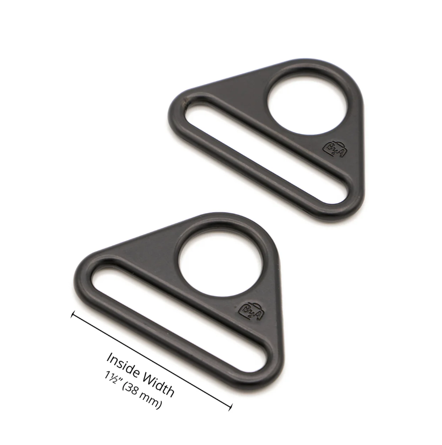 byAnnie Two-1.5" Flat Triangle Rings Black Metal