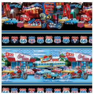 Benartex America's Highway Route 66 Border Stripe