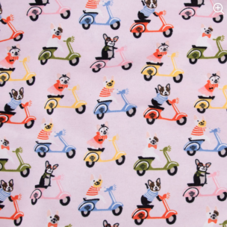 Camelot Pawsomely Posh Flannel Dogs on Scooters