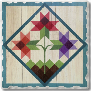 Barn Quilt Tulip Trio Square Single Coaster