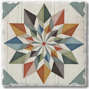 Barn Quilt Hex Star-Square Single Coaster