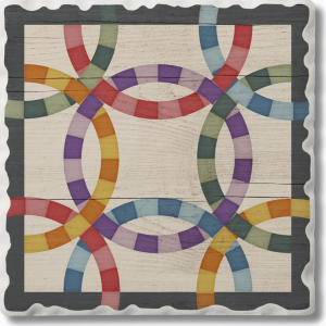 Barn Quilt Double Wedding Ring-Square Single Coaster