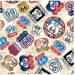 Benartex America's Highway Route 66 Signs Tan