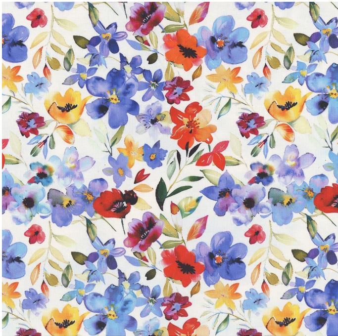 Blooming Day Blue & Red Flower Garden