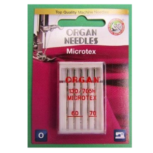 Organ Machine Needles Microtex 130/705H-60/8 & 70/10