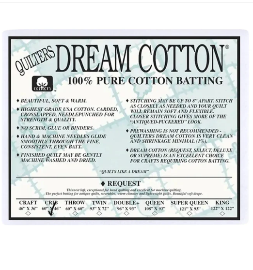 Quilters Dream Cotton Request, White Thinnest Loft Batting