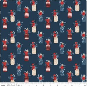 Riley Blake Red, White and True Vases Navy