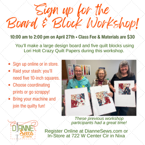 Board & Block Workshop April 27th